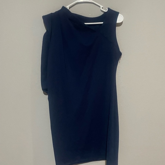 Ted Baker Sz 3 (US 8-10) jersey knit asymmetrical business career sheath dress - Picture 9 of 9